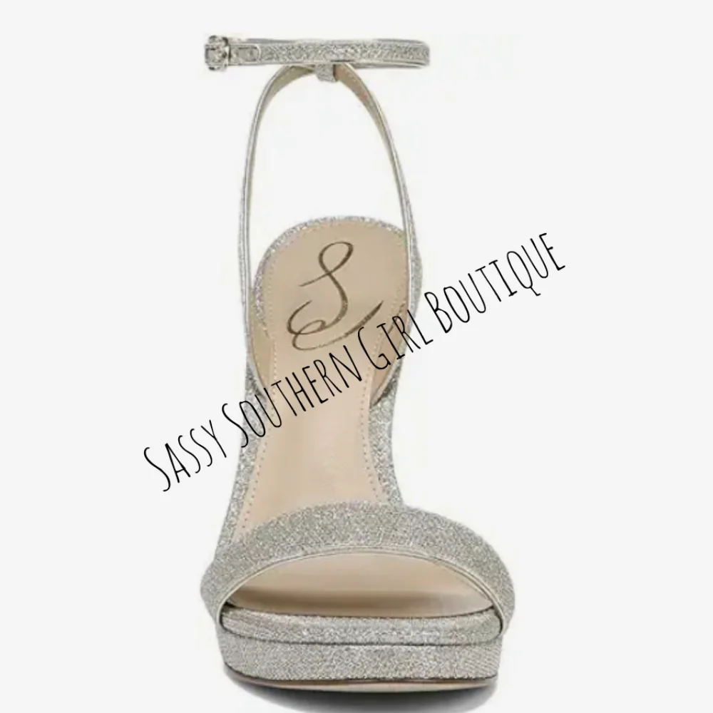 ⭐🆕Shimmer Sam Edelman jute metallic ankle strap heels
